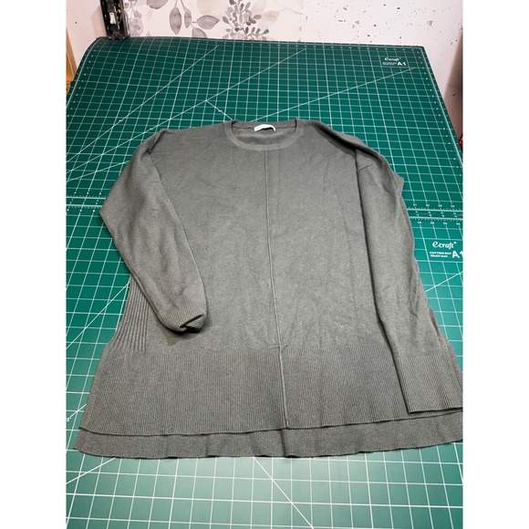 Staccato Sweaters - Staccato Womens Sage Green Crew Neck Seam Detail High Low Sweater 51616K Size M